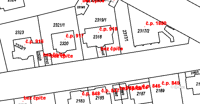 Praha 97081060 na parcele st. 2319/2 v KÚ Kobylisy, Katastrální mapa