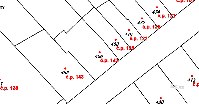 Přerov IV-Kozlovice 142, Přerov na parcele st. 466 v KÚ Kozlovice u Přerova, Katastrální mapa
