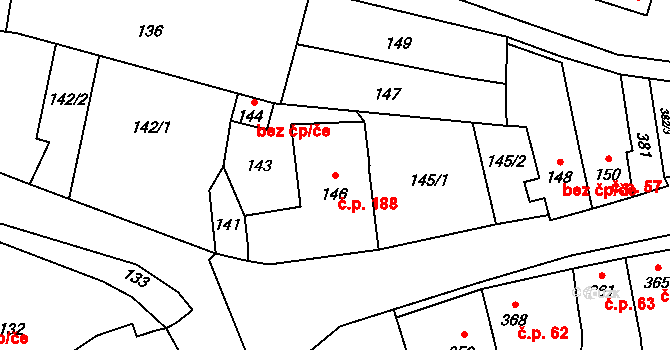 Přerov XII-Žeravice 188, Přerov na parcele st. 146 v KÚ Žeravice, Katastrální mapa