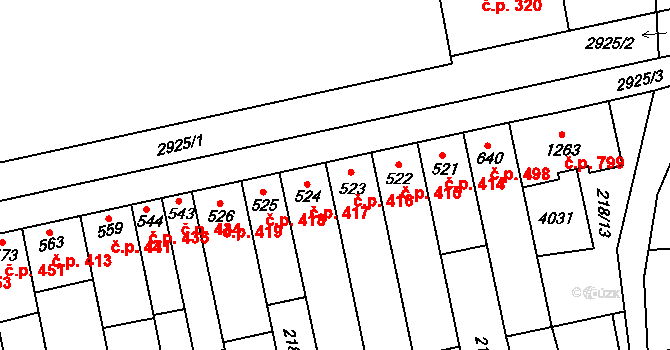 Tovačov I-Město 416, Tovačov na parcele st. 523 v KÚ Tovačov, Katastrální mapa