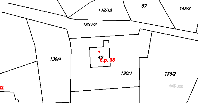 Bor 95, Sadov na parcele st. 46 v KÚ Bor u Karlových Var, Katastrální mapa