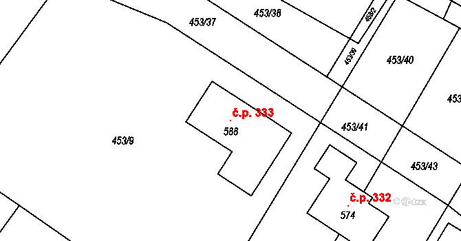 Kunčice 333, Letohrad na parcele st. 588 v KÚ Kunčice u Letohradu, Katastrální mapa