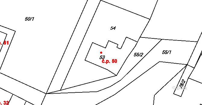 Henčov 50, Jihlava na parcele st. 53 v KÚ Henčov, Katastrální mapa