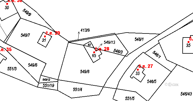 Beranovec 28, Suchá na parcele st. 65 v KÚ Beranovec, Katastrální mapa