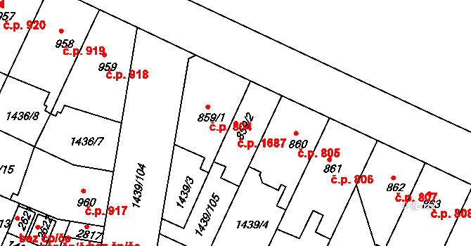 Nymburk 1687 na parcele st. 859/2 v KÚ Nymburk, Katastrální mapa