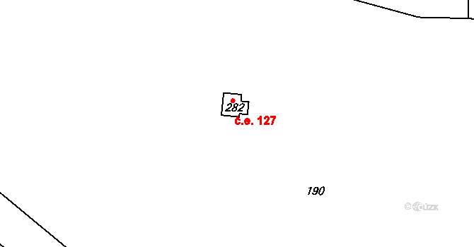 Hůrky 127 na parcele st. 282 v KÚ Hůrky u Rokycan, Katastrální mapa