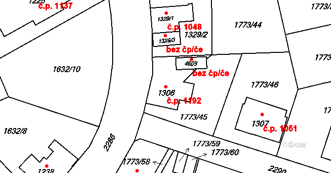 Šumperk 1192 na parcele st. 1306 v KÚ Šumperk, Katastrální mapa