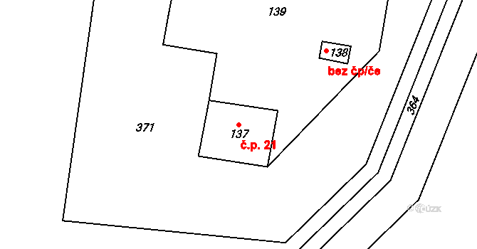 Karlov 21, Paseka na parcele st. 137 v KÚ Karlov u Paseky, Katastrální mapa