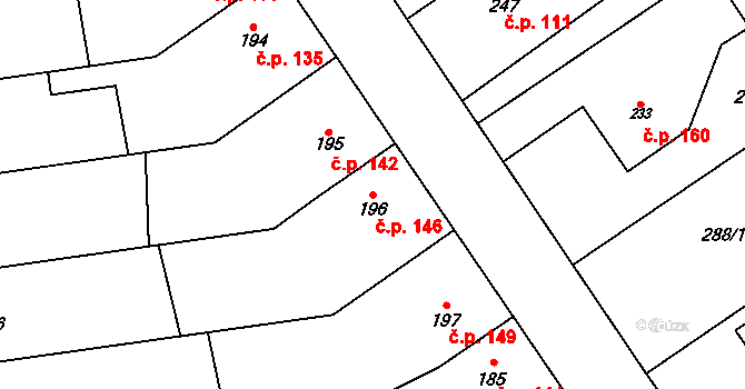 Štarnov 146 na parcele st. 196 v KÚ Štarnov, Katastrální mapa