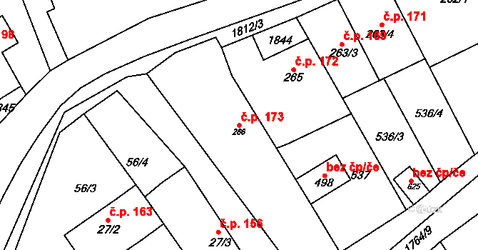 Šumvald 173 na parcele st. 266 v KÚ Šumvald, Katastrální mapa