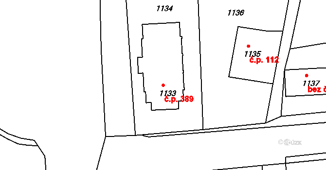 Podmoklice 389, Semily na parcele st. 1133 v KÚ Semily, Katastrální mapa