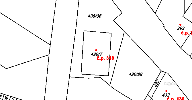 Všebořice 318, Ústí nad Labem na parcele st. 436/7 v KÚ Všebořice, Katastrální mapa
