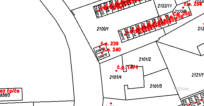 Ústí nad Labem-centrum 240, Ústí nad Labem na parcele st. 2100/19 v KÚ Ústí nad Labem, Katastrální mapa