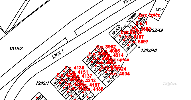 Bukov 3982, Ústí nad Labem na parcele st. 1233/5 v KÚ Bukov, Katastrální mapa