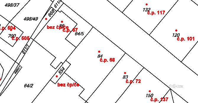 Přední Ptákovice 68, Strakonice na parcele st. 84 v KÚ Přední Ptákovice, Katastrální mapa
