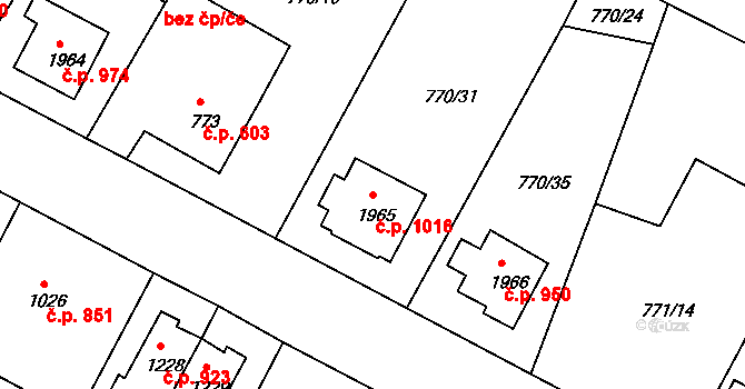 Strakonice I 1016, Strakonice na parcele st. 1965 v KÚ Strakonice, Katastrální mapa