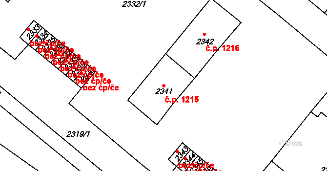 Duchcov 1215 na parcele st. 2341 v KÚ Duchcov, Katastrální mapa