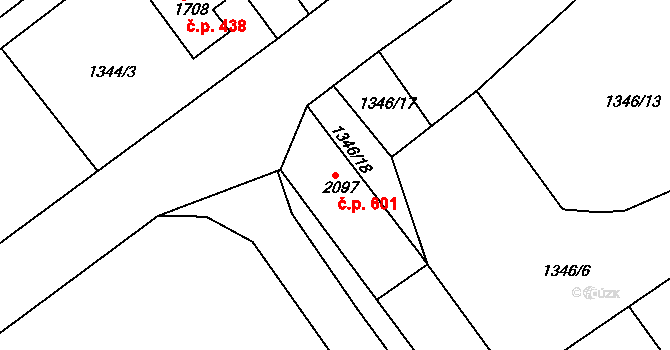 Chrudim III 601, Chrudim na parcele st. 2097 v KÚ Chrudim, Katastrální mapa