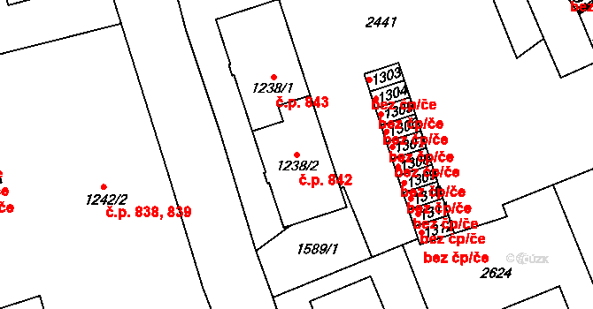Litomyšl-Město 842, Litomyšl na parcele st. 1238/2 v KÚ Litomyšl, Katastrální mapa