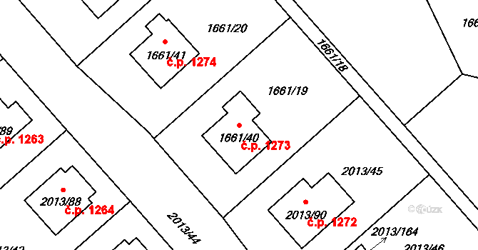 Pelhřimov 1273 na parcele st. 1661/40 v KÚ Pelhřimov, Katastrální mapa