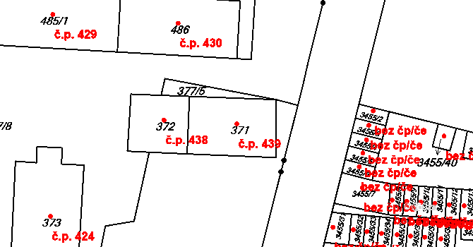 Řetenice 439, Teplice na parcele st. 371 v KÚ Teplice-Řetenice, Katastrální mapa