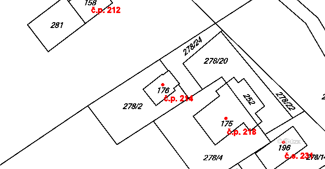 Janské Lázně 214 na parcele st. 176 v KÚ Janské Lázně, Katastrální mapa