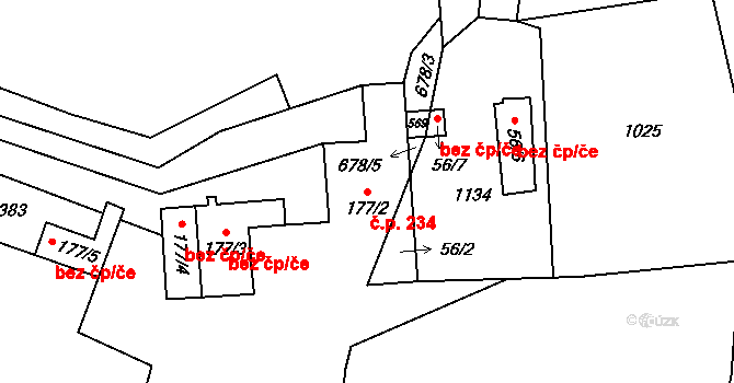 Liběchov 234 na parcele st. 177/2 v KÚ Liběchov, Katastrální mapa