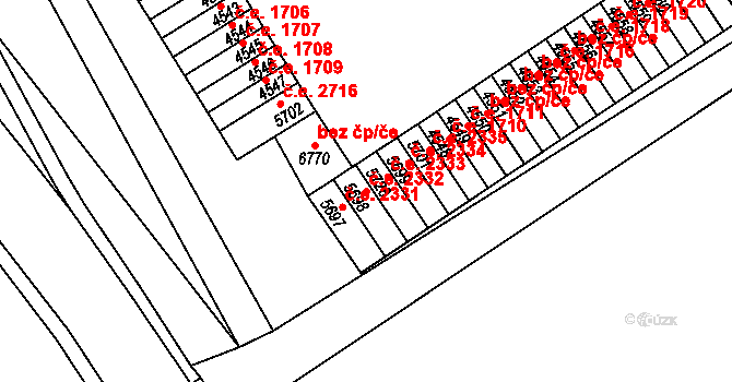 Cheb 2332 na parcele st. 5698 v KÚ Cheb, Katastrální mapa