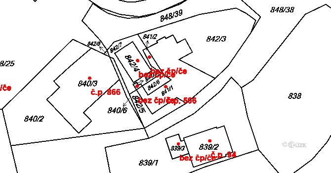 Řeporyje 566, Praha na parcele st. 841/1 v KÚ Řeporyje, Katastrální mapa