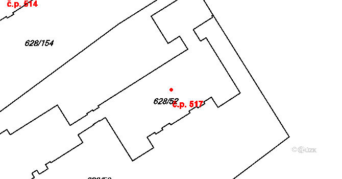 Prosek 517, Praha na parcele st. 628/52 v KÚ Prosek, Katastrální mapa