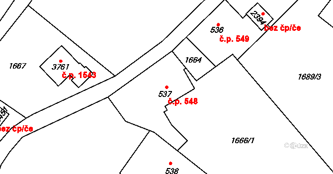 Vrchlabí 548 na parcele st. 537 v KÚ Vrchlabí, Katastrální mapa