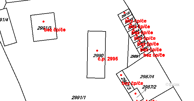 Česká Lípa 2995 na parcele st. 2990 v KÚ Česká Lípa, Katastrální mapa