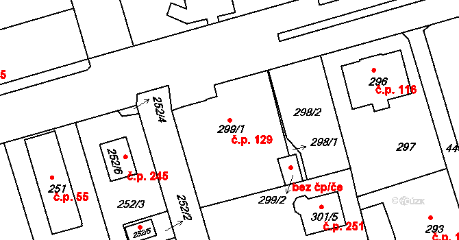 Liberec IX-Janův Důl 129, Liberec na parcele st. 299/1 v KÚ Janův Důl u Liberce, Katastrální mapa