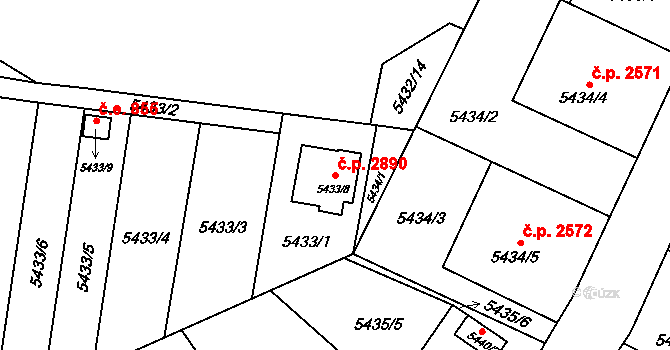 Přerov I-Město 2890, Přerov na parcele st. 5433/8 v KÚ Přerov, Katastrální mapa