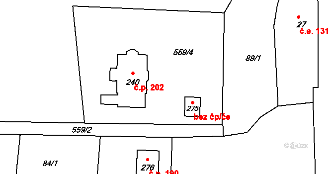 Arnoltice 202 na parcele st. 240 v KÚ Arnoltice, Katastrální mapa
