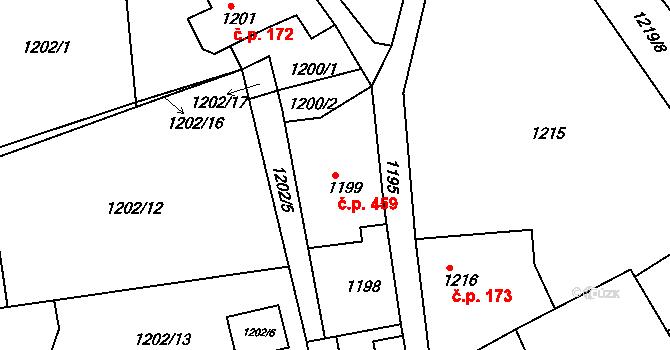 Kluč 459, Habartov na parcele st. 1199 v KÚ Habartov, Katastrální mapa