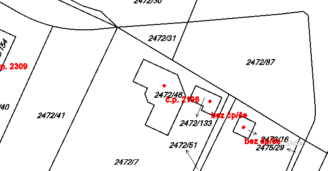 Předměstí 2196, Litoměřice na parcele st. 2472/46 v KÚ Litoměřice, Katastrální mapa