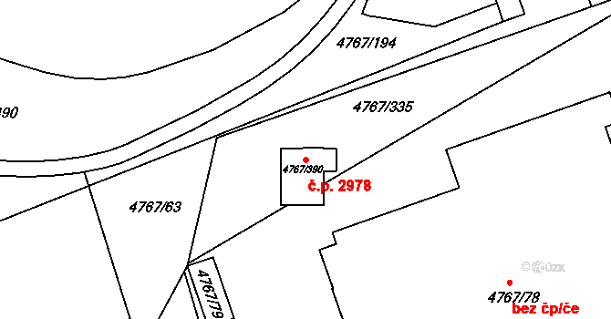 Královo Pole 2978, Brno na parcele st. 4767/390 v KÚ Královo Pole, Katastrální mapa