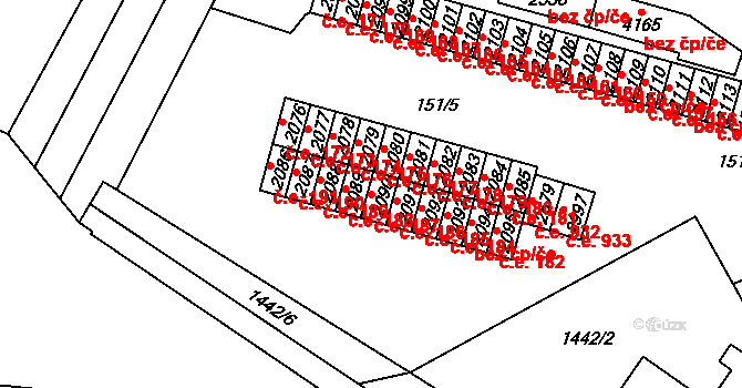 Kyjov 187 na parcele st. 2090 v KÚ Kyjov, Katastrální mapa