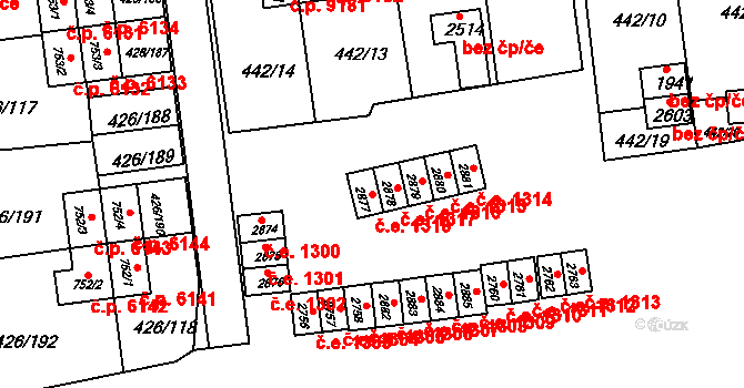 Otrokovice 1318 na parcele st. 2877 v KÚ Otrokovice, Katastrální mapa