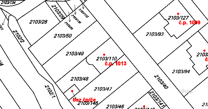 Dolní Bojanovice 1013 na parcele st. 2103/110 v KÚ Dolní Bojanovice, Katastrální mapa