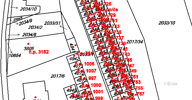 Hodonín 740 na parcele st. 4050 v KÚ Hodonín, Katastrální mapa