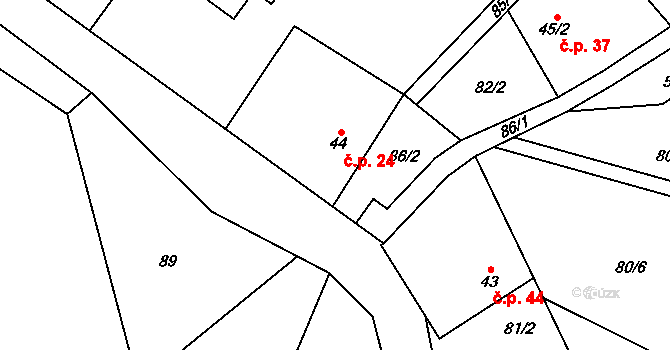 Mačice 24, Soběšice na parcele st. 44 v KÚ Mačice, Katastrální mapa