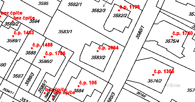 Předměstí 2064, Litoměřice na parcele st. 3583/2 v KÚ Litoměřice, Katastrální mapa