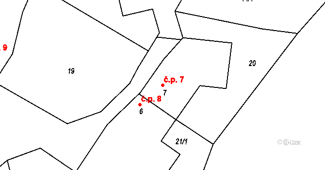 Manělovice 7, Vrchotovy Janovice na parcele st. 7 v KÚ Manělovice, Katastrální mapa