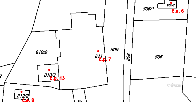 Dubovka 7, Neveklov na parcele st. 811 v KÚ Neveklov, Katastrální mapa