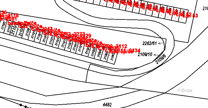 Jirkov 2111,2134 na parcele st. 2109/3 v KÚ Jirkov, Katastrální mapa