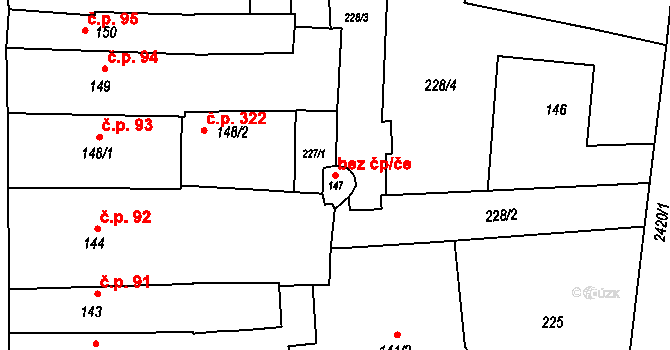 Hranice 38080061 na parcele st. 147 v KÚ Hranice, Katastrální mapa