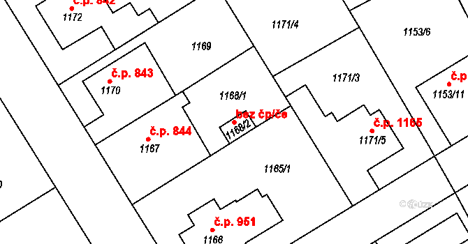 Rychnov nad Kněžnou 38482061 na parcele st. 1168/2 v KÚ Rychnov nad Kněžnou, Katastrální mapa