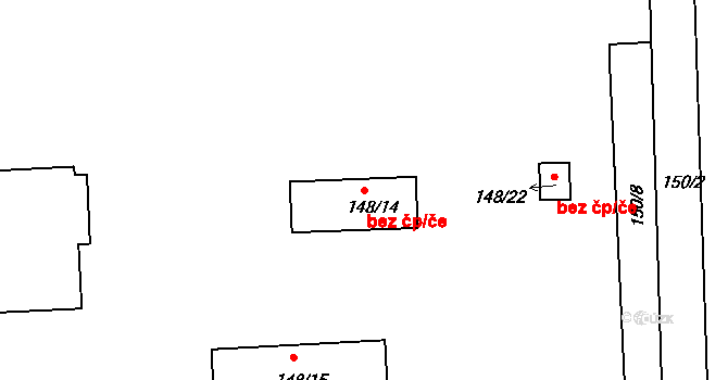 Brno 39477061 na parcele st. 148/14 v KÚ Komárov, Katastrální mapa